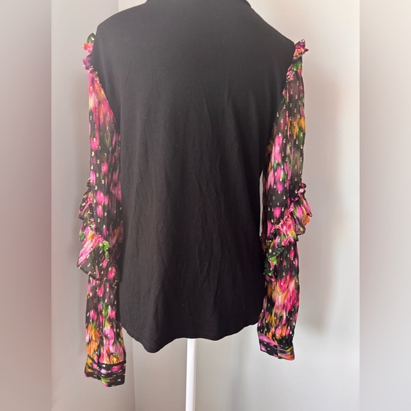 Generation Love Floral Sheer Sleeve Black Top - Picture 8 of 10